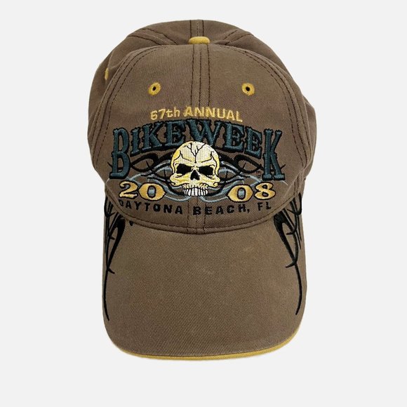 Daytona Beach FL Bike Week Skull Graphic Baseball Cap Hat 2008 - One Size - Picture 1 of 6